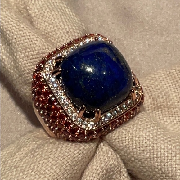 Genuine Lapis Lazuli Square Rosetone Ring NWTS - Picture 6 of 10